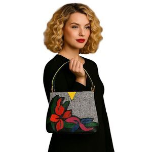 Bon Bonite Leather Shoulder Bag Satchel Handbag Purse Floral WOMEN'S WOMAN'S